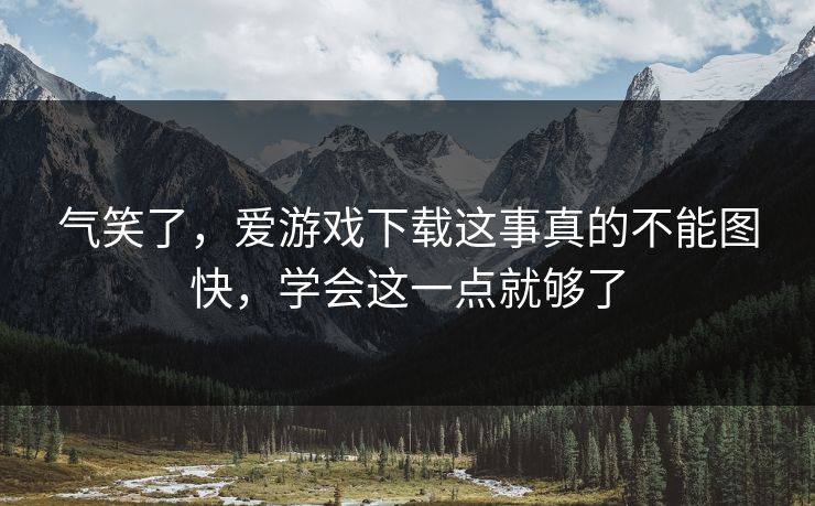 气笑了，爱游戏下载这事真的不能图快，学会这一点就够了