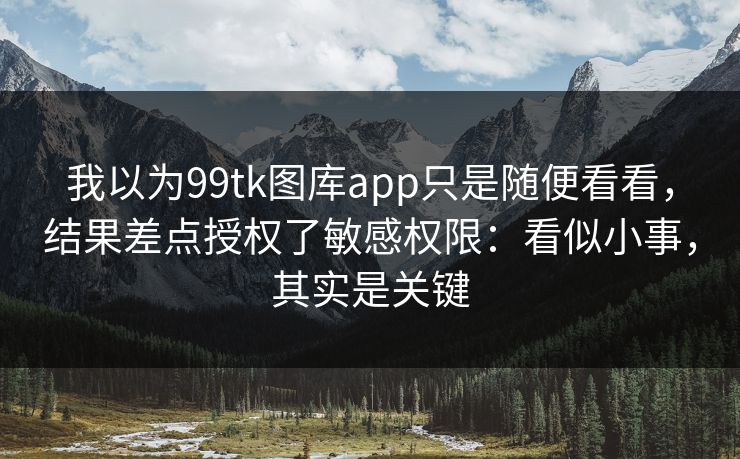 我以为99tk图库app只是随便看看,结果差点授权了敏感权限:看似小事,其实是关键
