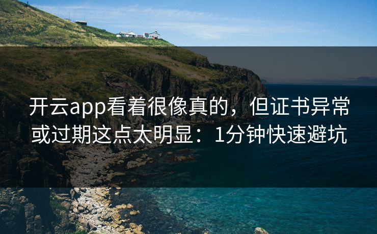 开云app看着很像真的，但证书异常或过期这点太明显：1分钟快速避坑